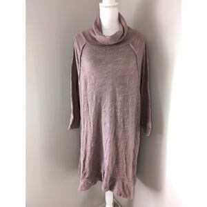 Free People Beach Oversized Tunic Cowl Neck Mauve Boho Cozy Slouchy